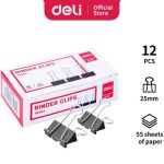 Binder Clip | Deli | Effortless E38564 25mm | 12 PCS