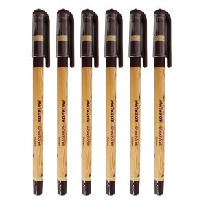 Matador Woodmark Ball Pen Black Ink - (6 Pcs)