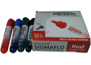 Monami Sigmaflo White Board Marker Round Tip Black- 6 Pcs
