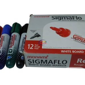 Monami Sigmaflo White Board Marker Round Tip Black- 6 Pcs