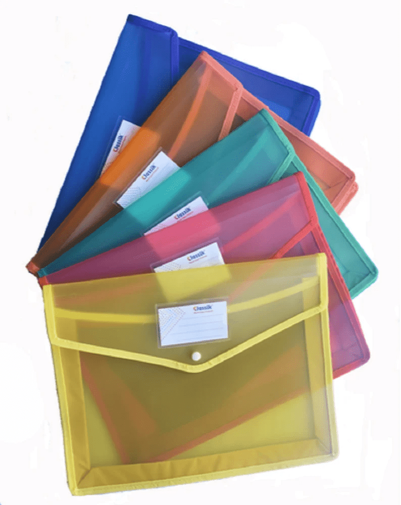 Plastic Button Bag for A4 paper and documents - Image 1